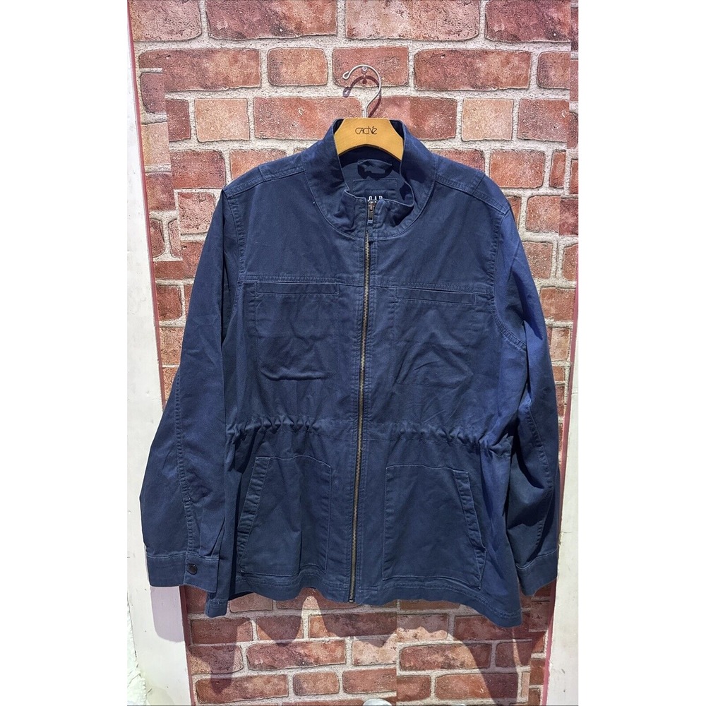 GAP Men's XL Navy Blue Full Zip Collared Pocketed Heavy Duty Windbreaker Jacket